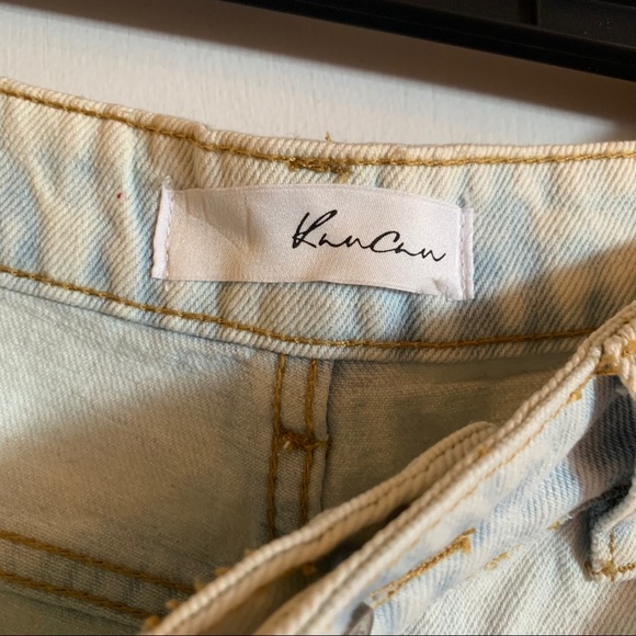 Kancan super high waisted distressed jean shorts L - Picture 3 of 8
